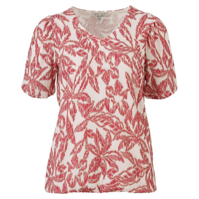 Enjoy blouson v-hals allover print 472826 rood